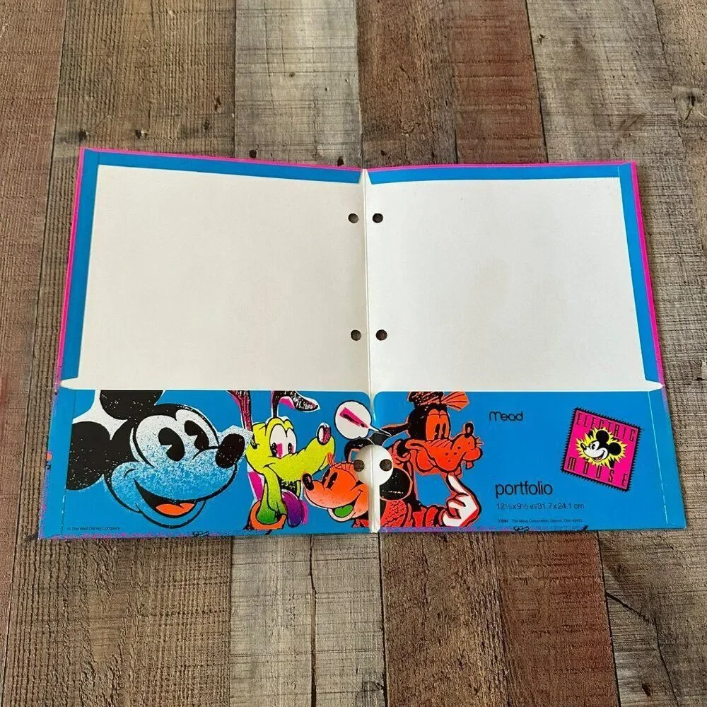 Vintage Mead Disney DONALD DUCK Pocket Folders Portfolio Electric Mouse
